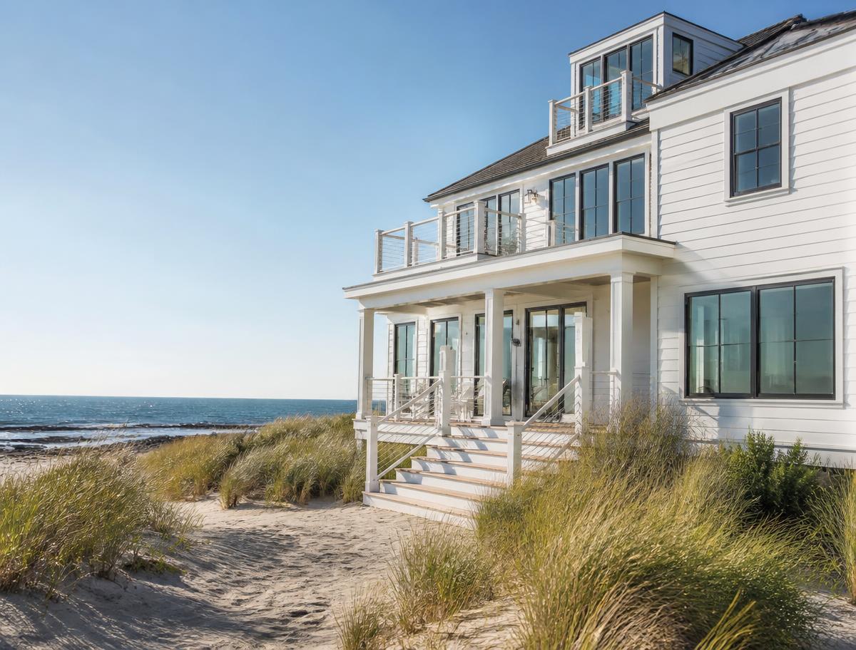 Light-filled coastal home near the shoreline